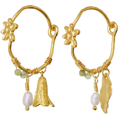 Honey øreringe maanesten Maanesten Honey Earrings - Gold/Chrysoprase/Pearls