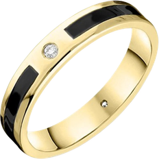 C. W. Sellors Patterned Wedding Band Ring - Gold/Black/Diamonds