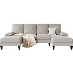 Ebern Designs Sectional Couches Beige Sofa 106.3" 3pcs 4 Seater