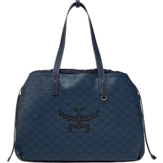 Leather - Unisex Totes & Shopping Bags MCM Himmel Drawstring Tote In Lauretos - Blue/Navy Blazer