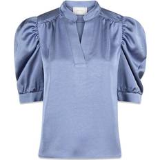 Elastan / Lycra / Spandex Bluser Neo Noir Roella Heavy Sateen Blouse - Smoke Blue