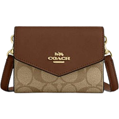 Coach Wallets & Key Holders Coach Mini Envelope Wallet With Strap In Signature Canvas - Gold/Khaki Saddle