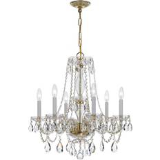 Crystal Chandeliers Ceiling Lamps Crystorama Traditional Crystal Polished Brass/Grey Pendant Lamp 23"