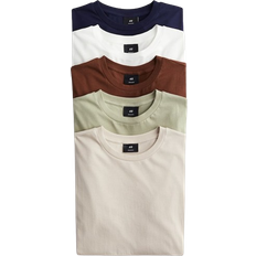 H&M Regular Fit T-shirts 5-pack - White/Beige/Green