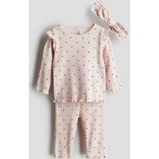 1-3M Andre sett H&M Baby Oransje 3-delt ribbestrikket sett bomull 9-12M