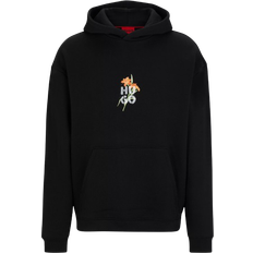 HUGO BOSS Hombre Suéteres HUGO BOSS Diblossomy Oversized Hoodie - Black