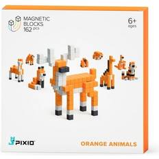 PIXIO Byggelegetøj PIXIO PIXIO Orange Animals Story Series 162pcs Magnetic Blocks Set with Interactive Application, Stress Relief Construction Toy, Pixel Art Animal Figures Desk Toys