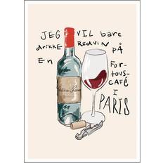 Citat plakat Poster & Frame Wine in Paris Gustav Lautrup Plakat 50x70cm