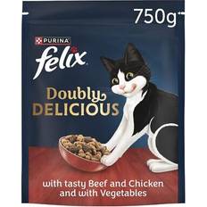 Felix doubly delicious beef chicken & vegetables dry cat food 750g