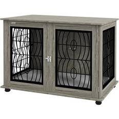 Pawhut Indoor Dog Crate Furniture End Table with Soft Washable Cushion 60x73.5cm