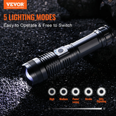 VEVOR Outdoor Equipment VEVOR 10000 lumen high lumens flashlight, 5 lighting modes rechargeable White