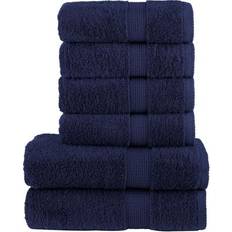 Color sólido Toallas de baño vidaXL Juego Toallas Premium Solund 6 Unidades Azul Marino 600 gsm Toalla de baño Azul