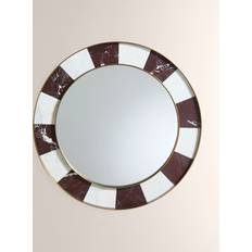 Jonathan Adler Mirrors Jonathan Adler Canaan 24" Round Black/White/Brass Wall Mirror