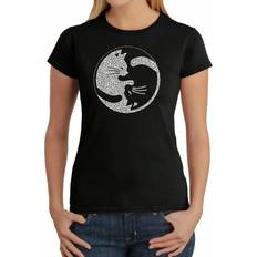 Transparent T-shirts Shein Yin Yang Cat Womens Word Art TShirt