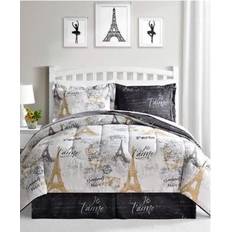 Polyester Textiles FairField Square Collection Paris Gold Bed Linen Gold, White, Black (274.3x259.1)