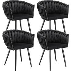 tectake Astano Black Kitchen Chair 75cm 4pcs