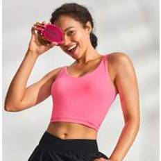 Pink Tank Tops Shein FeatherFit U Back Cropped Active Tank Top Low Impact Yoga Daily