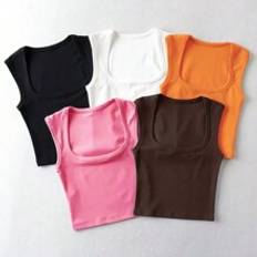 Multicolored Tank Tops Shein Womens Solid Color Square Neck Tank Top