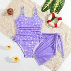M Baddräkter Shein Tween Girls' Fashion Printed One-Piece Swimsuit