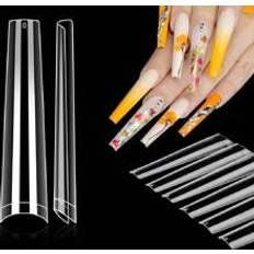 Nagelprodukter Shein 120Pcs Long Clear Coffin Nails Tips, Extra Long No C Curve Half