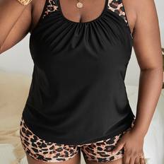 Shein Tankinis Shein Summer Beach Plus Leopard Print Racer Back Tankini