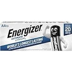 Energizer Ultimate Lithium, 10-pack, AA-batterier, lång livslängd för energikrävande enheter, lättare och 20 års livslängd