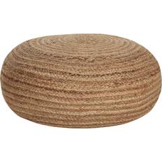 Poufs Beliani Rond Style Boho Tressage En Jute 50 cm Beige Naturel Tifelt Pouf