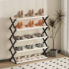 Metro Lane 5-Tier Foldable Dorm Cream Shoe Rack