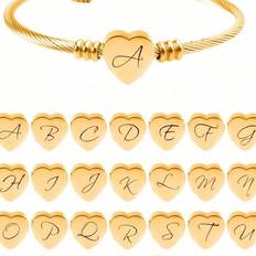 Shein pc Stainless Steel Letter Monogram Bangle Bracelet For Kids Surprise Gift
