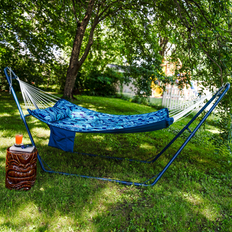 Metal Outdoor Sofas & Benches Sunnydaze Decor Sunnydaze Outdoor Quilted Double Hammock Tropical Palms