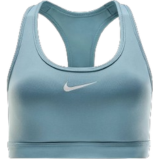 Turquoise - Women Clothing Nike Women's Swoosh with Medium Support Padded Sports Bra - Denim Turquoise/White