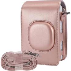 Compact Size Instant Camera Case Bag Pu Leather With Shoulder Strap Compatible With Fujifilm Fuji Instax Mini Liplay