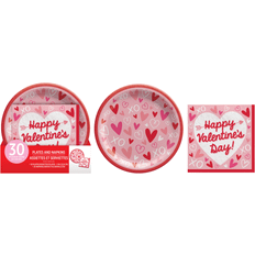 Red Disposable Plates Amscan Amscan Valentine's Day Tableware Combo Pack, Red/Pink/White, Pack Of 60 Plates And Napkins