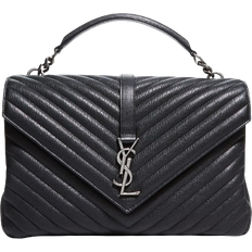 Saint Laurent College Large Flap YSL Shoulder Bag - Black