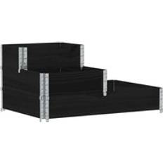 Raised Garden Beds vidaXL 3-Tier Raised Bed Black Wood Pine