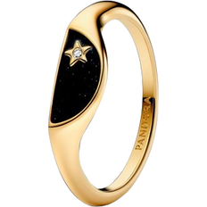 Anillo de sello Anillos Pandora ME Halved Signet Ring - Gold/Black/Transparent