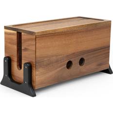 Best Cable Storage Extra large cable management box wood cord organizer box cable box organizer cor Solid Acacia XL