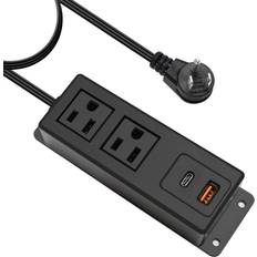 Sold by: HdcTek, Multiple Plug Outlet with USB C 20W Wall Mounted Power Strip Under Desk Mountable Flat Plug Extension Cord