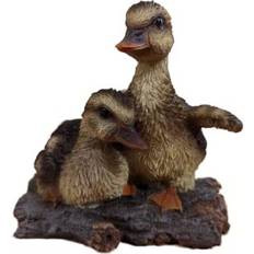 Vivid Arts Realistic Baby Ducklings on Log Resin Garden Decoration