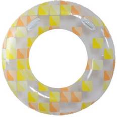 Swim Ring Pool Central Inflatable Yellow and Orange Mosaic Swimming Pool Ring Float 47-Inch