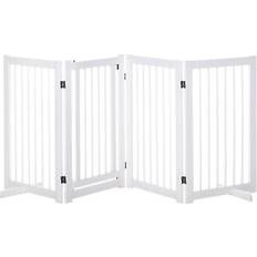 Pawhut wooden freestanding pet gate 4 panels fence