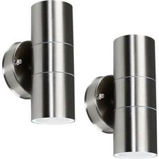 Lighting Pair of Modern Brushed Chrome Garden Up/Down Wall light