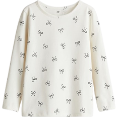 Girls T-shirts Children's Clothing H&M Printed Jersey Top - Natural White/Bows (0922700109)