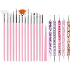 Pink Nail Art Brushes & Dotting Tools Shein pcs Pink Nail Art Brush Set Uv Gel Polish Silicone Dotting Pen