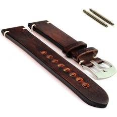 Brown Watch Straps SecTime Brown genuine leather band ss buckle 18 20 22 24 barcelona mm