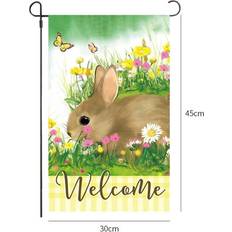 Letmy D 12.5 18 Inch Happy Easter Garden Flag Vertical Spring Bunny Banner Double Decorations