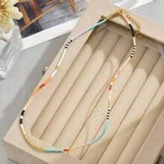 Multifärgade Halsband Shein Colorful Mini Beaded Collarbone Necklace