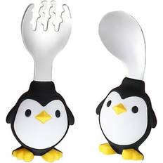 Black Kids Cutlery NIUREDLTD Sold by: vovofine Co. Kitchen Accessories Kitchen Tool Toddler Utensils Spoon and Fork Set for Self Feeding Learning Bendable Handle Silverware for Kid Children （Black）