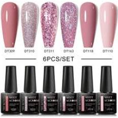 Gel nail kit Shein 6Pcs/Set Nude Pink Gel Nail Polish Kit Nail Gel Vernis