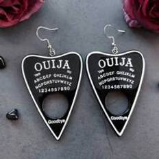 Shein Pair Gothic Ouija Board Black Drop Earrings, With White Alphabet Design Creative Gift For Ladies And Girls Party